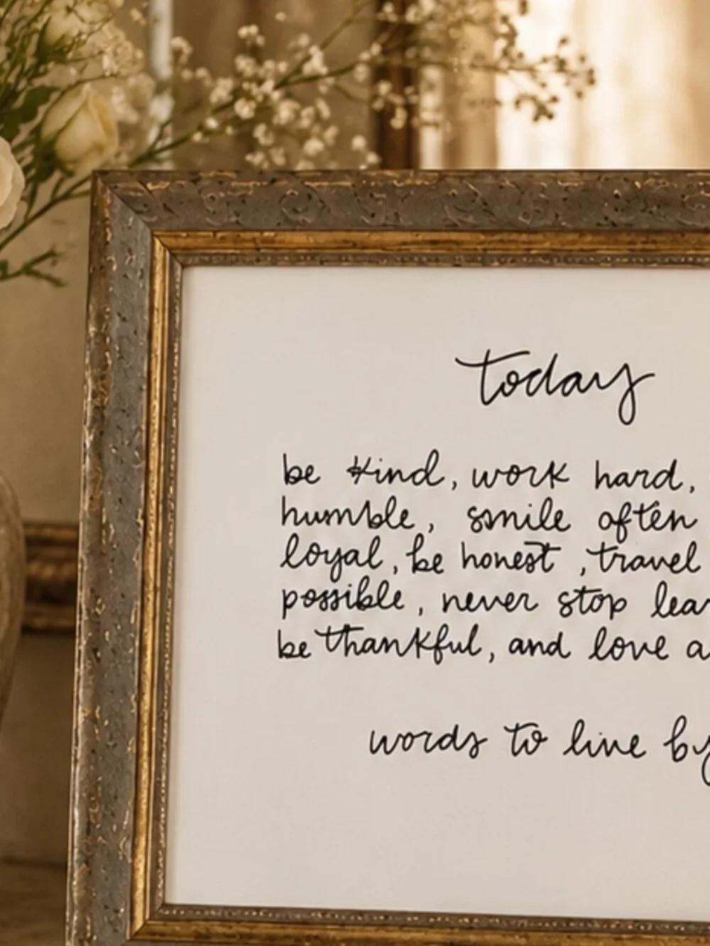 Handwritten Typography Style Inspirational Quote Framed Wall Art